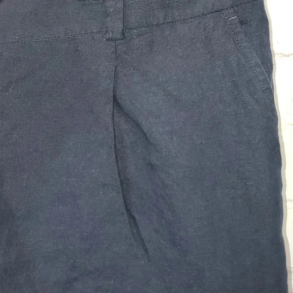 Talbots Bermuda Dark Navy 100% Linen Shorts Womens Size 16 - Picture 3 of 13